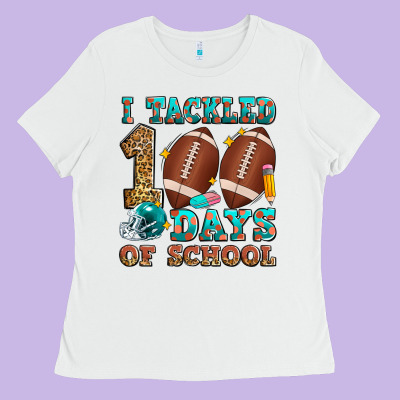 I Tackled 100 Days Of School American Football Ladies Tee Designed By Zillion Design Studio