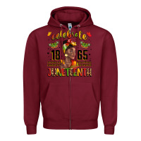 Burgundy celebrate 1865 juneteenth with black woman Zipper Hoodie - LillyAllenDesigns