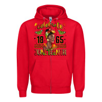 Red celebrate 1865 juneteenth with black woman Zipper Hoodie - LillyAllenDesigns