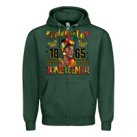 Sports Green celebrate 1865 juneteenth with black woman Zipper Hoodie - LillyAllenDesigns
