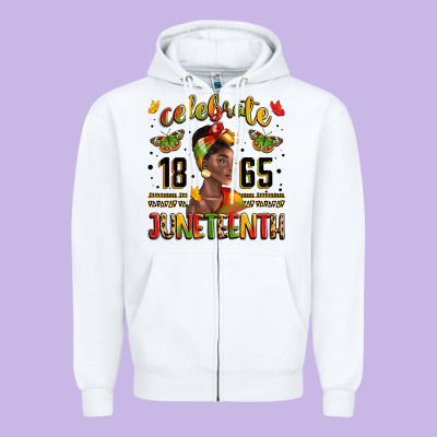 Celebrate 1865 Juneteenth With Black Woman Zipper Hoodie Designed By Lillyallendesigns