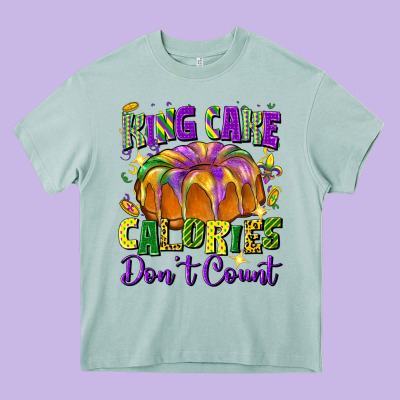 King Cake Calories Don't Count Heavy Core Tee Designed By Fadigitalartstudio