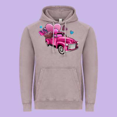 Truck With Hearts Vintage Hoodie Designed By Adodesignshop