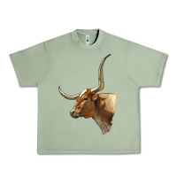 Oil Green Texas Longhorn Cow Face Urban Heavy Tee - LillyAllenDesigns