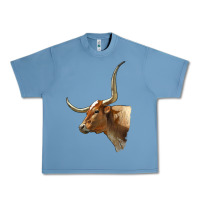 Pebble Blue Texas Longhorn Cow Face Urban Heavy Tee - LillyAllenDesigns