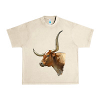 Sandshell Texas Longhorn Cow Face Urban Heavy Tee - LillyAllenDesigns