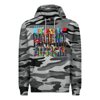 Slate Camo Please be patient with me i have Autism Premium Hoodie - NancyCooperArtShop