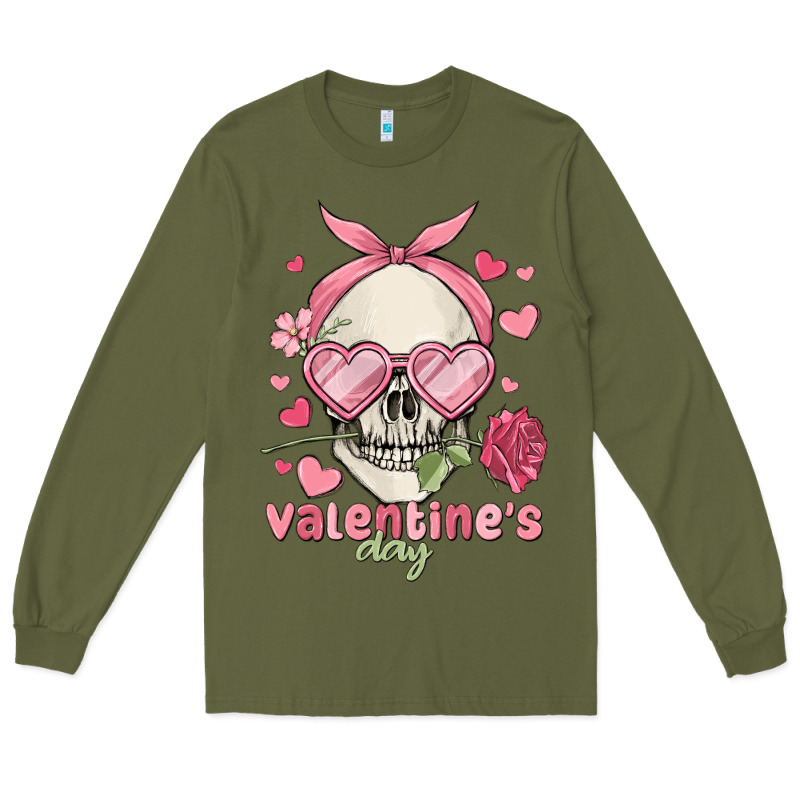 Valentine's Day Skull Long Sleeve Tee by MaliasSmallBusiness | Teevron