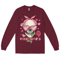 Burgundy valentine's day skull Long Sleeve Tee - MaliasSmallBusiness