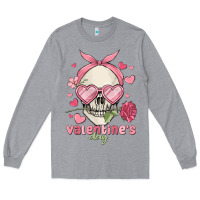 Heather Grey valentine's day skull Long Sleeve Tee - MaliasSmallBusiness