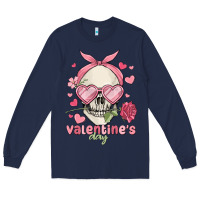 Navy valentine's day skull Long Sleeve Tee - MaliasSmallBusiness
