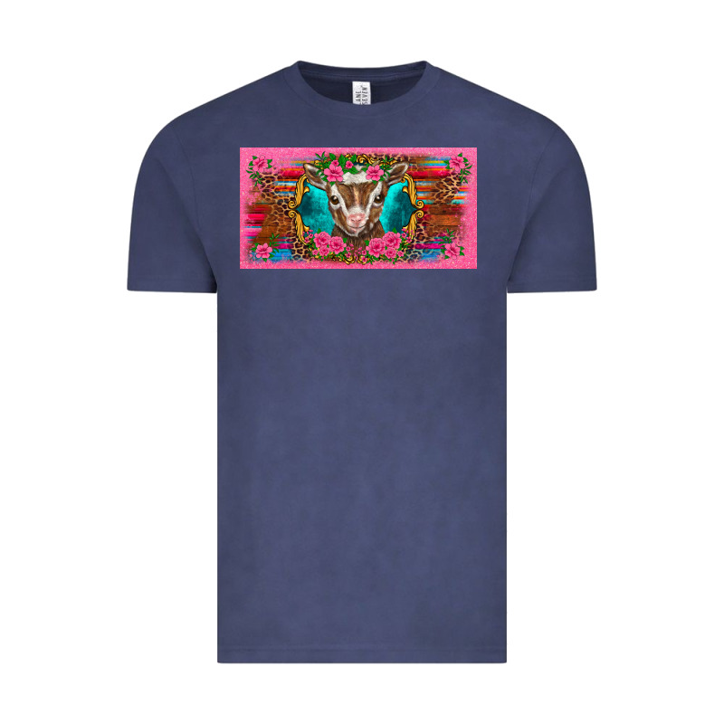 Western Baby Boer Goat Pink Flowers Serape Leopard Pink Glitter Patter Vintage Tee by BarkalooDesign | Teevron