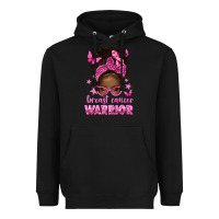 Black afro messy bun breast cancer warrior Heavyweight Hoodie - texasbilliewilder