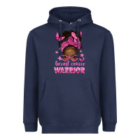 Navy afro messy bun breast cancer warrior Heavyweight Hoodie - texasbilliewilder