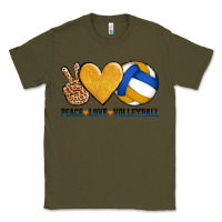Army Green peace love volleyball Classic Tee - AdoDesignShop