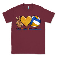 Burgundy peace love volleyball Classic Tee - AdoDesignShop