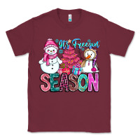 Burgundy It's Freezin Season Classic Tee - CowhideDigitalArt