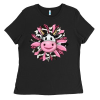 Black pink leopard sunflower cow Ladies Tee - RanaPortraitStore
