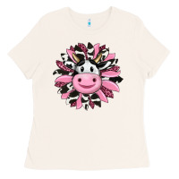 Bone pink leopard sunflower cow Ladies Tee - RanaPortraitStore