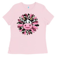Bubblegum Pink pink leopard sunflower cow Ladies Tee - RanaPortraitStore