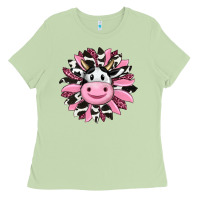 Matcha pink leopard sunflower cow Ladies Tee - RanaPortraitStore