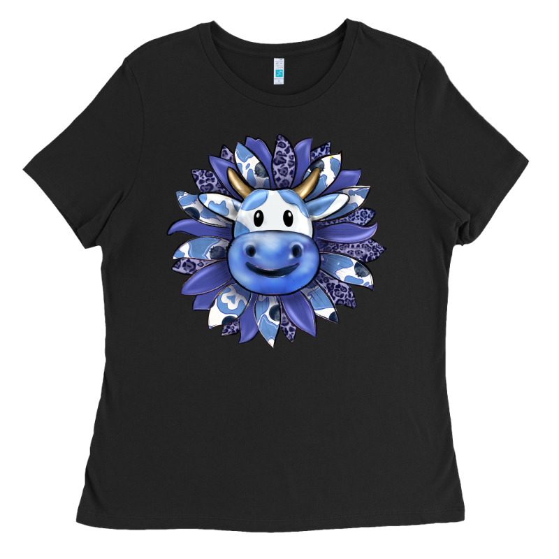 Blueberry Milkshake Cow Sunflower Ladies Tee by RanaPortraitStore | Teevron