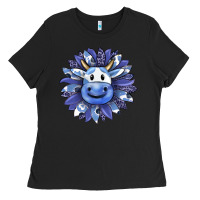 Black blueberry milkshake cow sunflower Ladies Tee - RanaPortraitStore