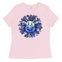 Bubblegum Pink blueberry milkshake cow sunflower Ladies Tee - RanaPortraitStore