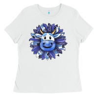 White blueberry milkshake cow sunflower Ladies Tee - RanaPortraitStore