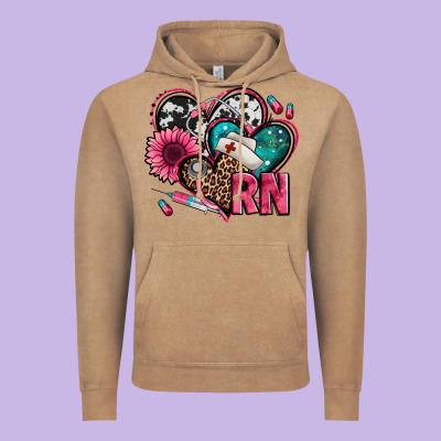Rn Registered Nurse Hearts Vintage Hoodie Designed By Jasminsmagicworld