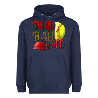 Navy Play ball y'all Softball Heavyweight Hoodie - NancyCooperArtShop