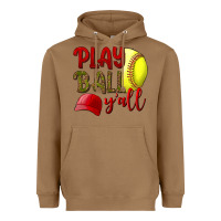 Toasted Coconut Play ball y'all Softball Heavyweight Hoodie - NancyCooperArtShop