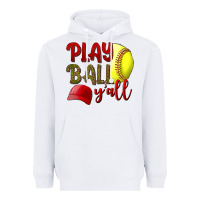 White Play ball y'all Softball Heavyweight Hoodie - NancyCooperArtShop