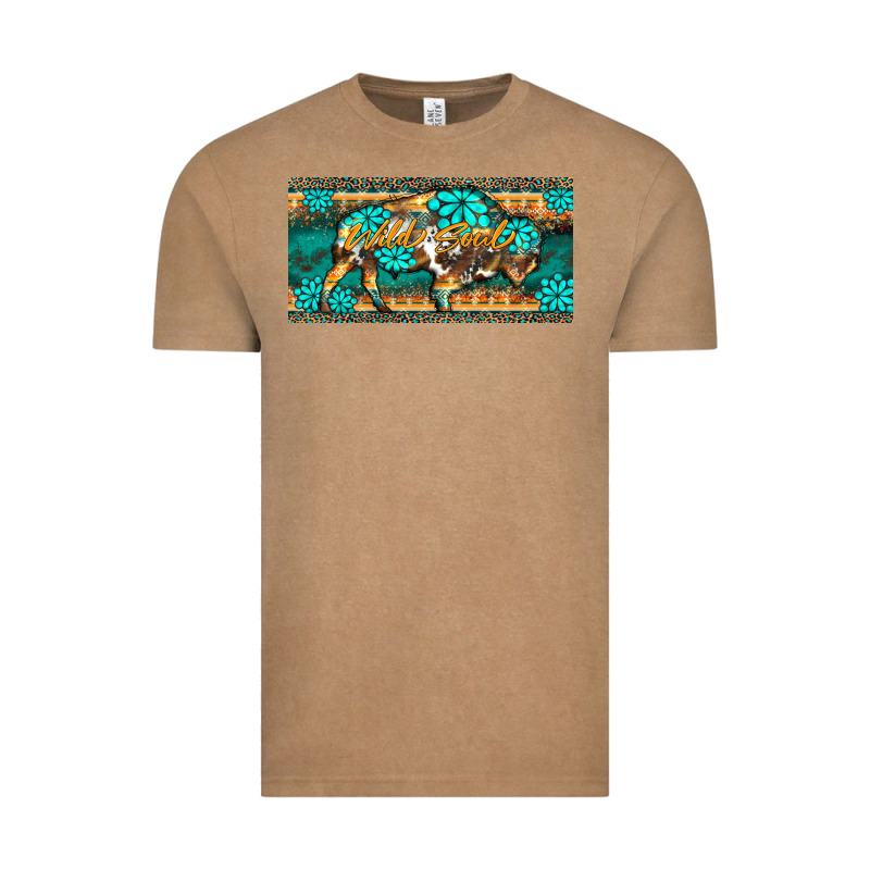 Western  Bison Wild Soul Turquoise's Gemstones  License Plate Template Vintage Tee by BarkalooDesign | Teevron