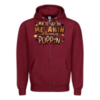 Burgundy made with melanin always poppin' Zipper Hoodie - LillyAllenDesigns