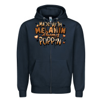 Navy made with melanin always poppin' Zipper Hoodie - LillyAllenDesigns