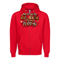 Red made with melanin always poppin' Zipper Hoodie - LillyAllenDesigns