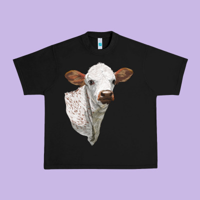 Texas Longhorn Calf Face Urban Heavy Tee Designed By Lillyallendesigns