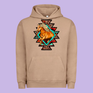 Aztec Symbol White Horse Urban Hoodie Designed By Fadigitalartstudio