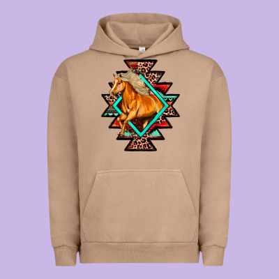 Aztec Symbol White Horse Urban Hoodie Designed By Fadigitalartstudio