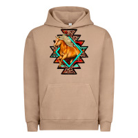 Pigment Burro Aztec Symbol White Horse Urban Hoodie - FaDigitalArtStudio
