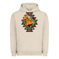 Pigment French Oak Aztec Symbol White Horse Urban Hoodie - FaDigitalArtStudio