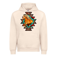 Sandshell Aztec Symbol White Horse Urban Hoodie - FaDigitalArtStudio