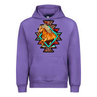 Tulip Aztec Symbol White Horse Urban Hoodie - FaDigitalArtStudio