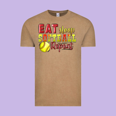 Eat Sleep Softball Repeat Vintage Tee Designed By Lillyallendesigns