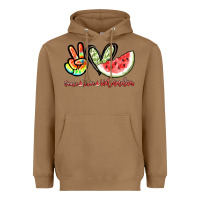 Toasted Coconut Peace love watermelon Heavyweight Hoodie - NancyCooperArtShop