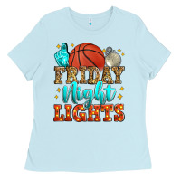 Baby Blue friday night lights basketball Ladies Tee - Zillion Design Studio