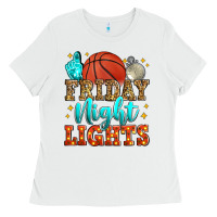 White friday night lights basketball Ladies Tee - Zillion Design Studio