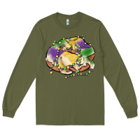 Army Green mardi gras king cake Long Sleeve Tee - MaliasSmallBusiness
