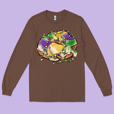 Mardi Gras King Cake Long Sleeve Tee Designed By Maliassmallbusiness